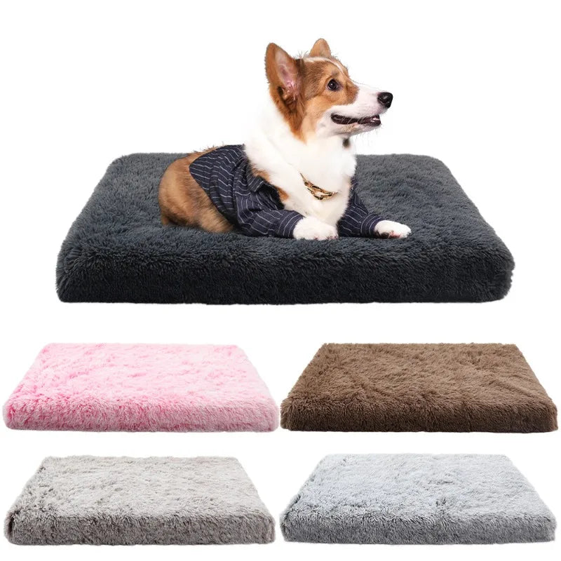 Plush Square Dog Mattress Removable Washable Kennel Dog Bed Mat Super Soft Sleeping Pet Bed for Small Medium Large Dogs
