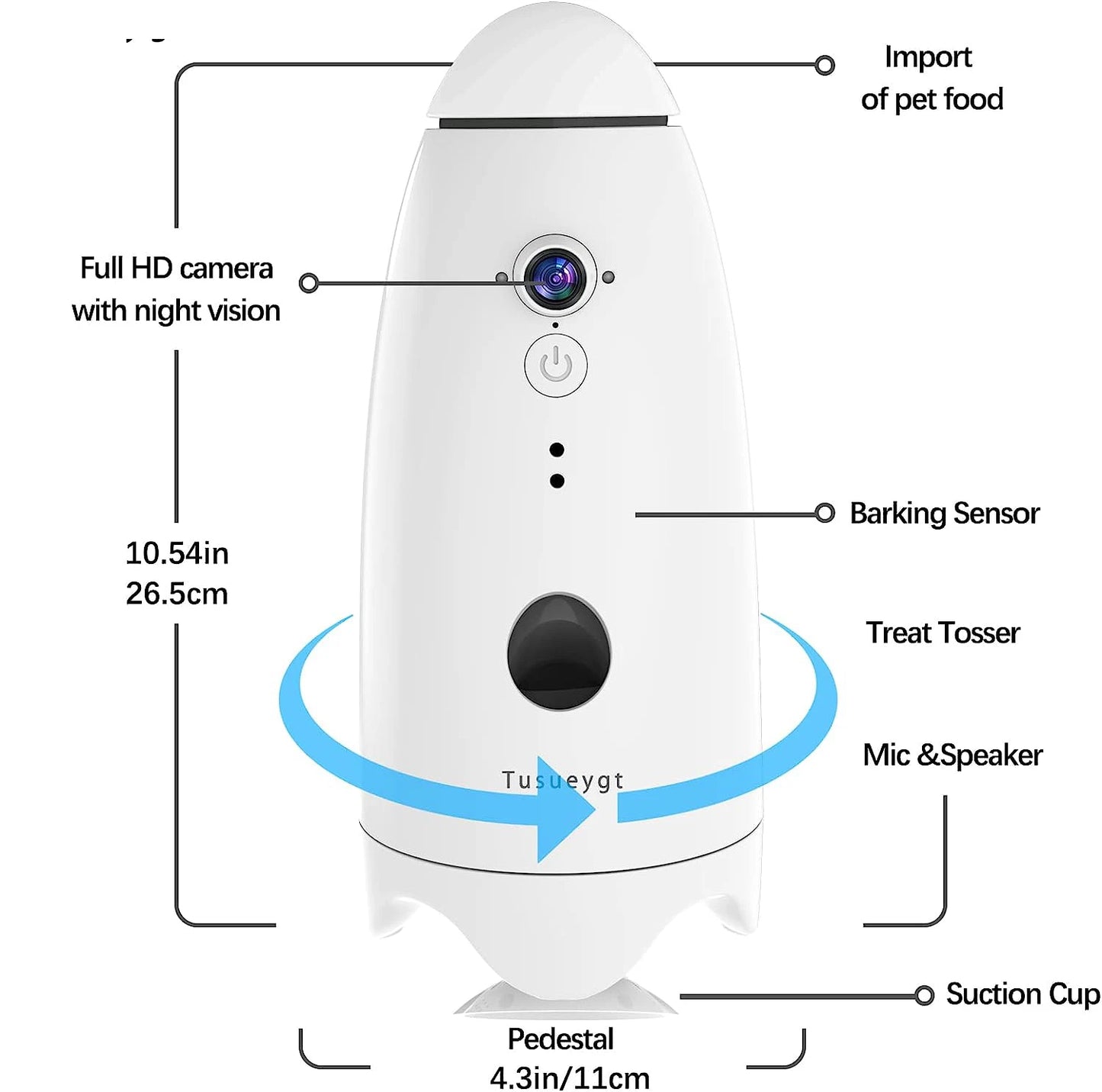 Smart 1080P Dog Camera 180° View with Treat Dispenser - Interactive Pet Feeder and Monitoring System Designed for Dogs