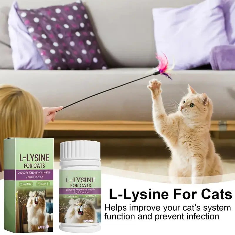 Mild Cats Supplement for Sneezing 80Pcs Kitten Tears Care Tablets Respiratory Health Overall Body Nutritional Care Tablets