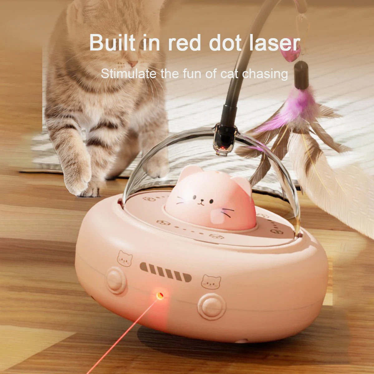 Intelligent Cat Toy Red Dot Laser with Rainbow Light Obstacle Avoidance USB Charging Automatic Standby Bionic Cat Teaser