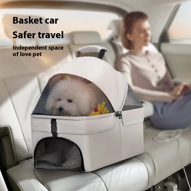 Detachable Pet Stroller Frame Basket with Feeding Tray One Click Fold System Lightweight Portable for Cats Dogs Pet Carrier