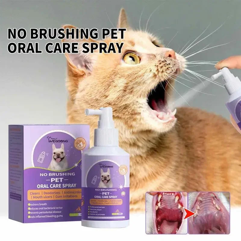 50Ml Pet Oral Cleanse Spray Dogs Cats Teeth Clean Deodorant Prevent Calculus Remove Kitten Bad Breath Mouth Fresh Pet Supplies