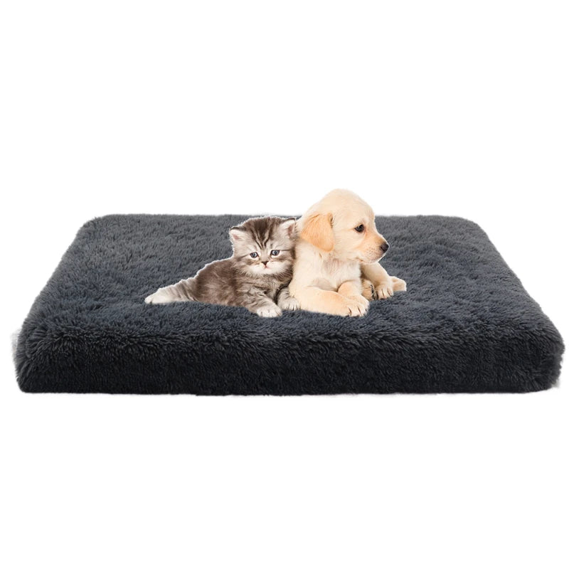 Plush Square Dog Mattress Removable Washable Kennel Dog Bed Mat Super Soft Sleeping Pet Bed for Small Medium Large Dogs