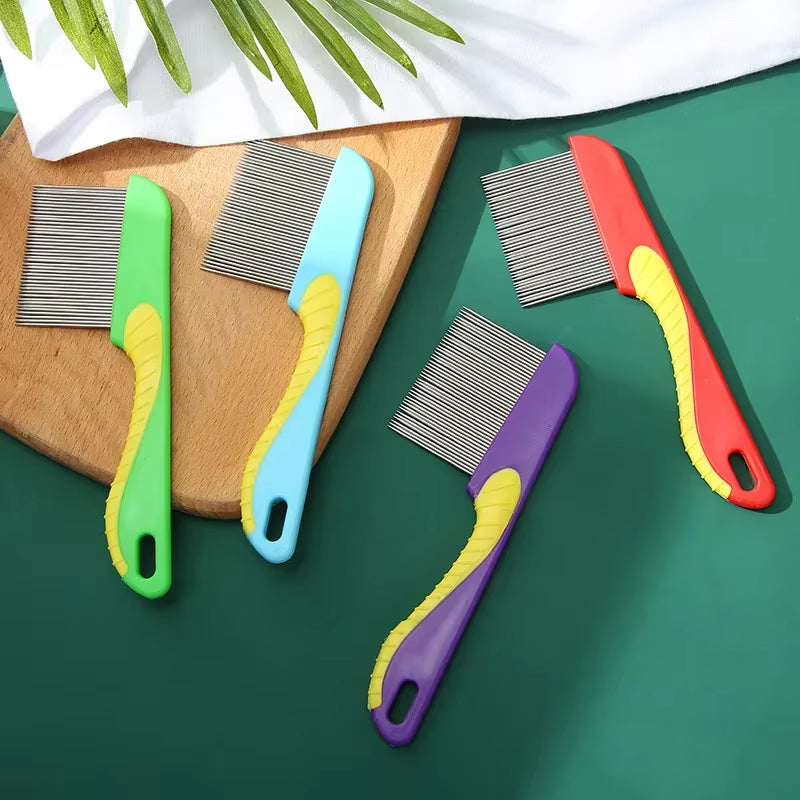 Pet Dog Cat anti Lice Comb Stainless Steel Long and Short Needle Dog Grooming Comb Deworming Eggs Knot Grooming Grate Flea Combs