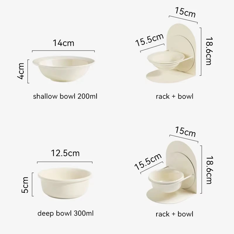 Detachable Pet Cat and Dog Bowl Protects Cervical Vertebrae against Upset Height Adjustable Pet Ceramic Bowl