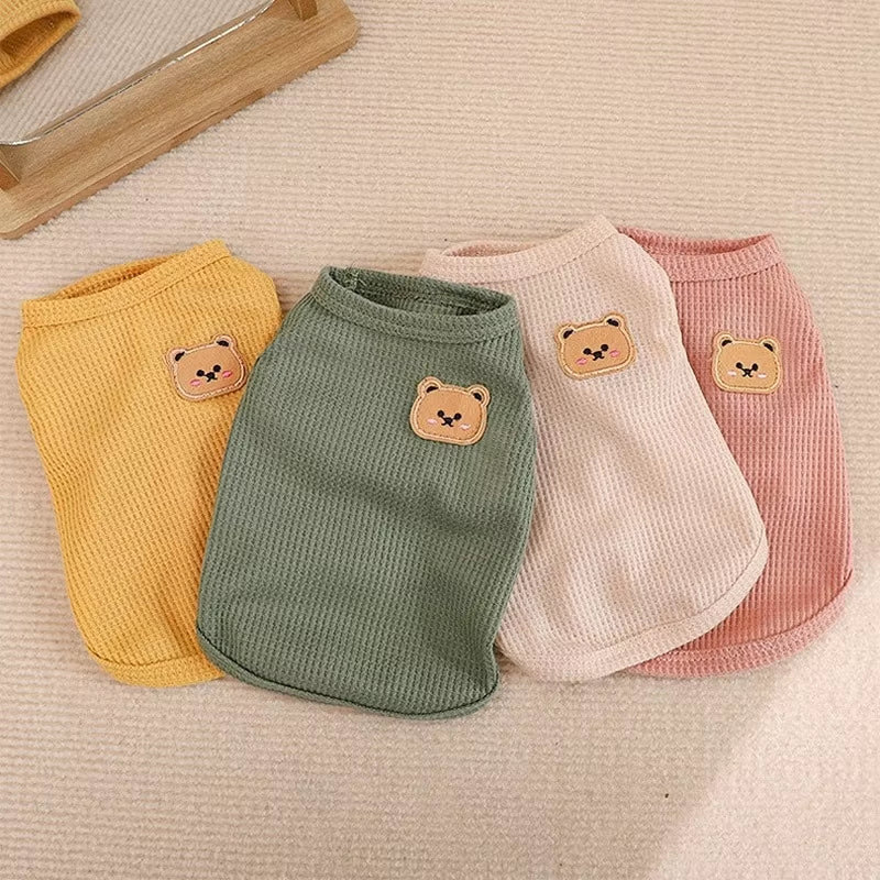 Bear Vest Pet Dog Clothes Cat Solid T-Shirt Clothing Dogs Thin Small Fashion Chihuahua Cotton Summer Kedi Katten Cat Costume Pug
