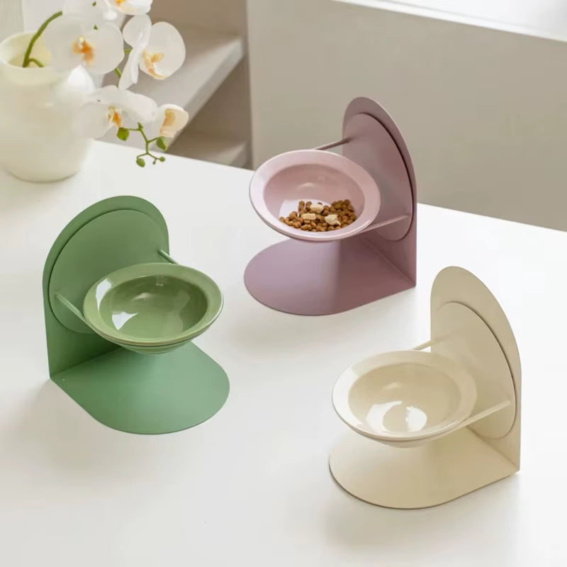 Detachable Pet Cat and Dog Bowl Protects Cervical Vertebrae against Upset Height Adjustable Pet Ceramic Bowl