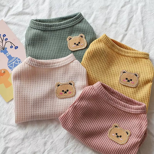 Bear Vest Pet Dog Clothes Cat Solid T-Shirt Clothing Dogs Thin Small Fashion Chihuahua Cotton Summer Kedi Katten Cat Costume Pug