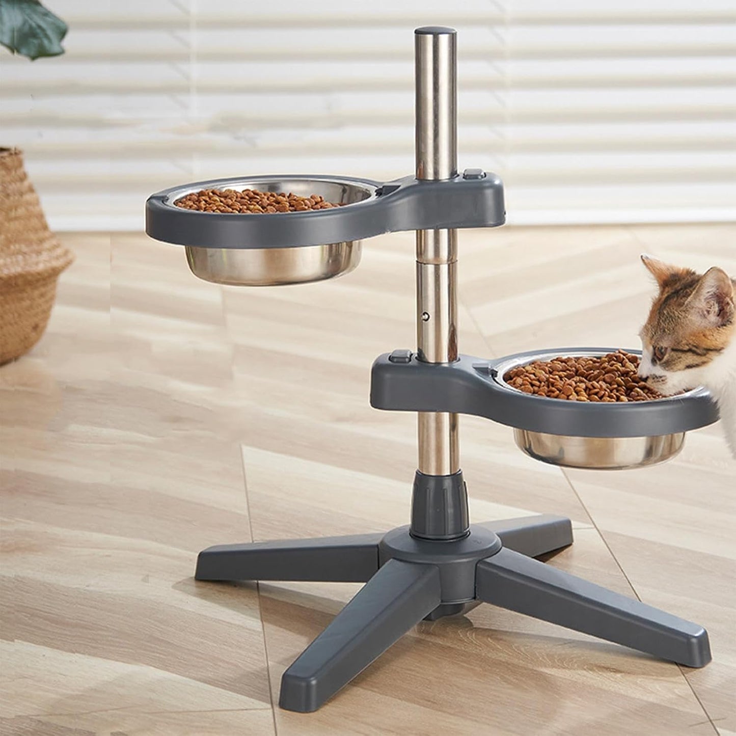 Adjustable Raised Pet Feeder with Bowls