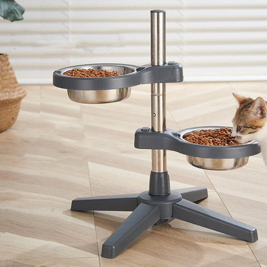 Adjustable Raised Pet Feeder with Bowls