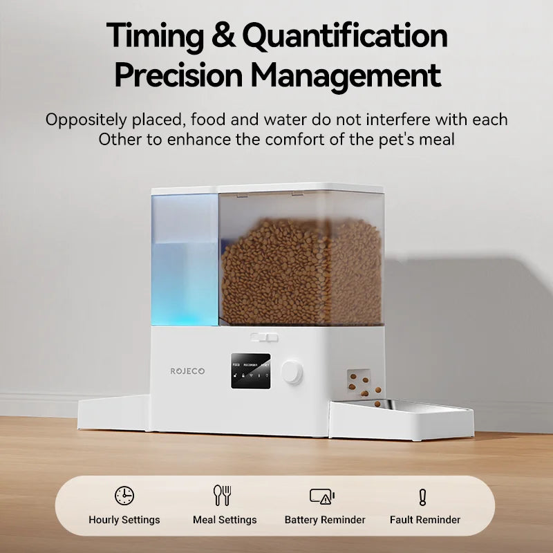 8.5L Automatic Pet Feeder with Gravity Water Fountain 2In1 WIFI Remote Control Cat Kibble Dispenser Water Refill Drinker
