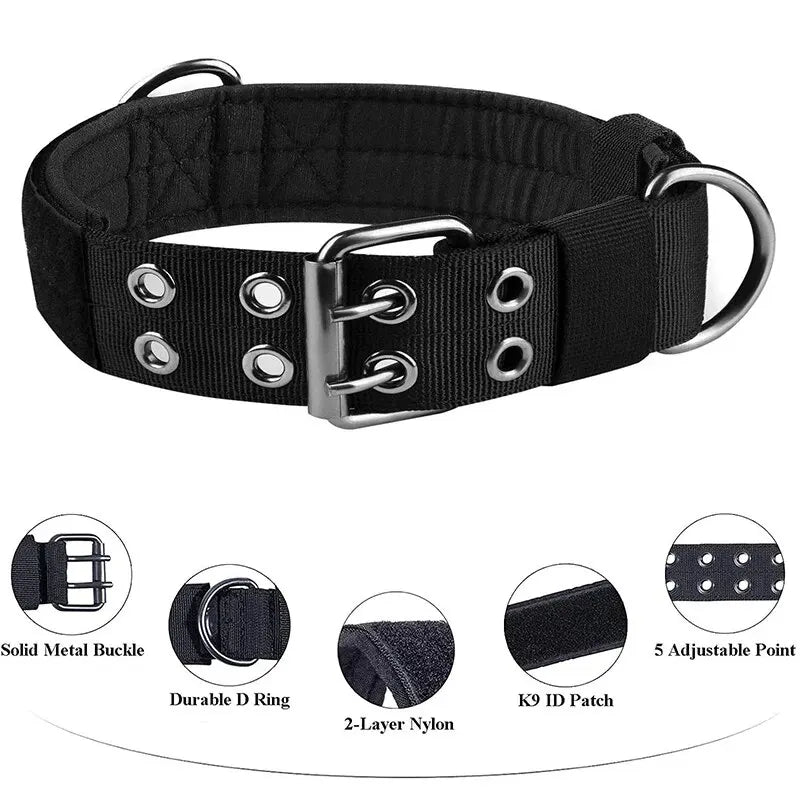 1Pc Medium to Large Nylon Tactical Pet Dog Collar - Adjustable and Durable, Suitable for Medium and Large Dogs.