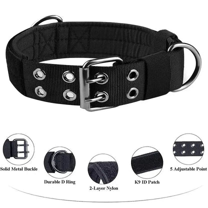 1Pc Medium to Large Nylon Tactical Pet Dog Collar - Adjustable and Durable, Suitable for Medium and Large Dogs.