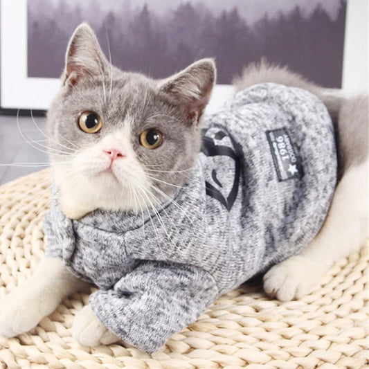Classic Style Cat Clothes Coat Warm Fleece Pet Sweater for Cats Spring Autumn Gato Clothing Kitten Jacket Outfit Pets Supplies