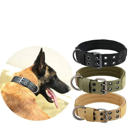 1Pc Medium to Large Nylon Tactical Pet Dog Collar - Adjustable and Durable, Suitable for Medium and Large Dogs.