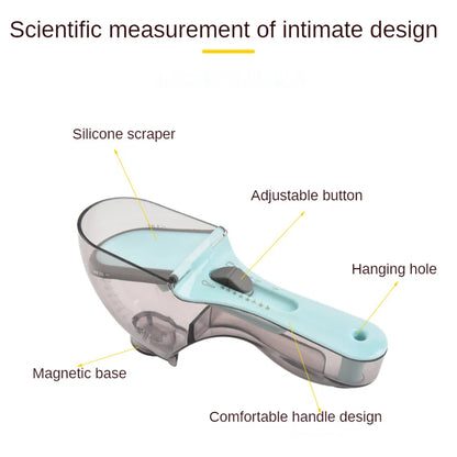 Adjustable Scoop for Dog Kitchen Plastic Measuring Spoons with Scale Hamster Rabbit Raised Feeding Kit Pet Container Accessories