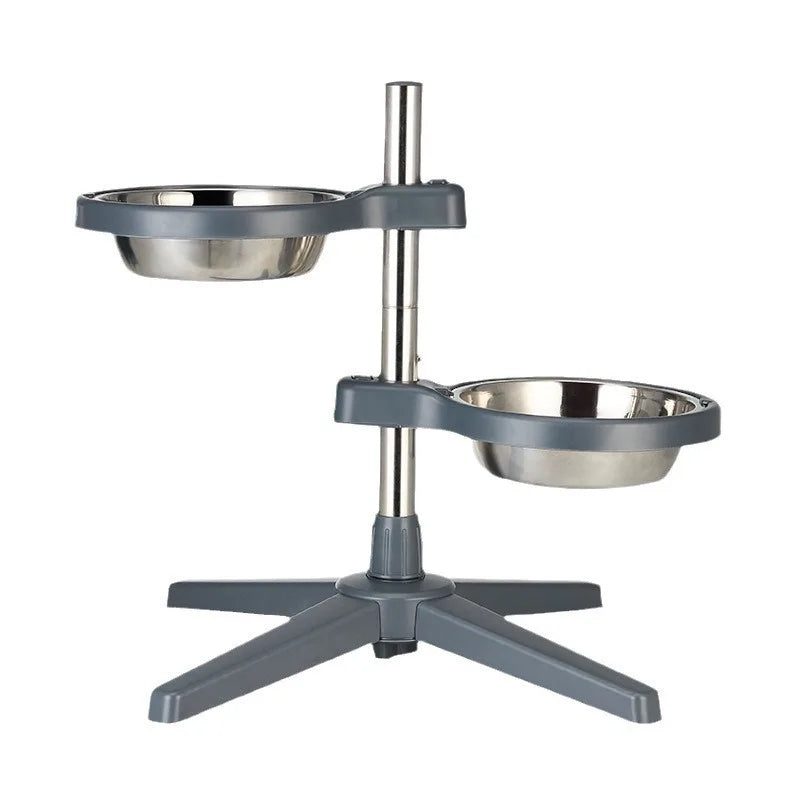 Adjustable Height Raised Pet Feeder with 2 Stainless Steel Bowls Lock System Durable Plastic Stand Suitable for All Sizes of Dog