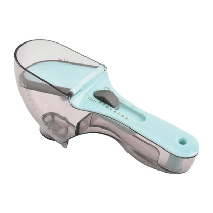 Adjustable Scoop for Dog Kitchen Plastic Measuring Spoons with Scale Hamster Rabbit Raised Feeding Kit Pet Container Accessories