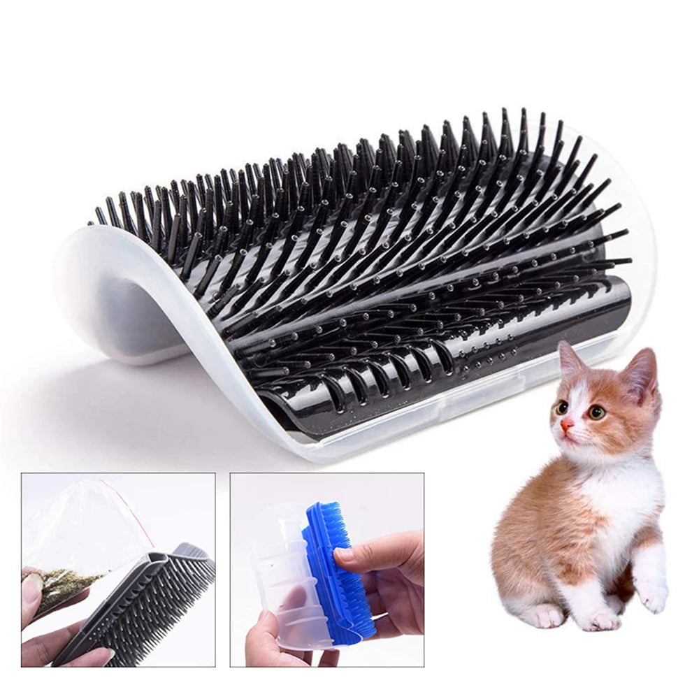 Cat Brush Comb Cat Toy with Catnip Cat Wall Brush Corner Cat Massage Self Groomer Comb Cat Rub the Face with a Tickling Comb Pet