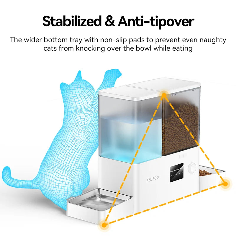 8.5L Automatic Pet Feeder with Gravity Water Fountain 2In1 WIFI Remote Control Cat Kibble Dispenser Water Refill Drinker