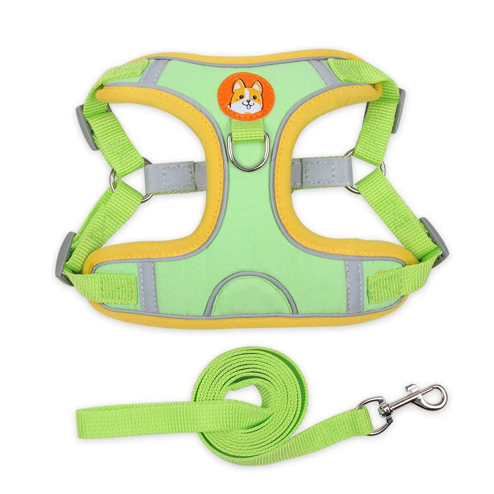 Dogs Adjustable Harness Leash Set for Small Medium Dogs Harness Vest Reflective Puppy Chest Strap Pet Walking Outdoor Supplies