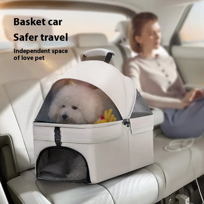 Detachable Pet Stroller Frame Basket with Feeding Tray One Click Fold System Lightweight Portable for Cats Dogs Pet Carrier