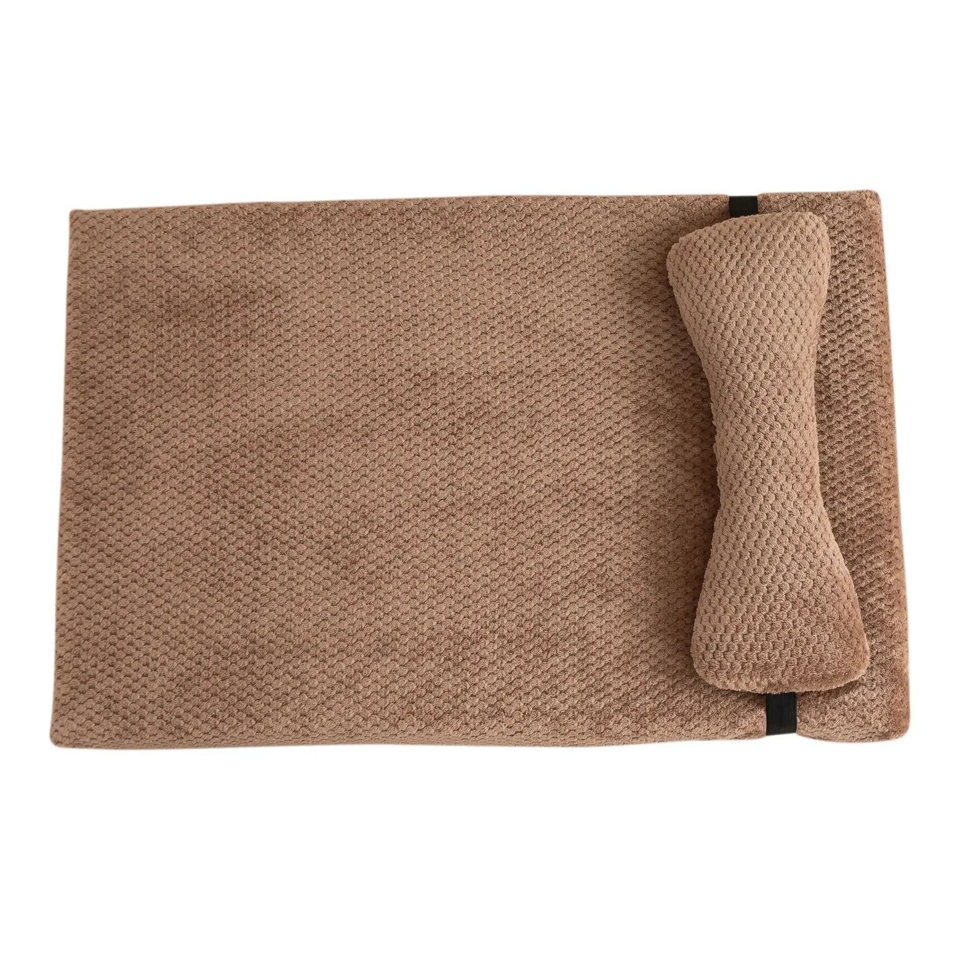 Warm Calming Dog Bed with Pillow Fluffy Plush Dog Mat for Dog with Removable Washable Cover for Large Medium Small Dogs and Cats