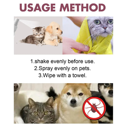 Pet Fur Spray Flea Tick and Mosquito Spray for Dogs Cats and Home Flea Treatments for Dogs and Home Flea Killers Soothing