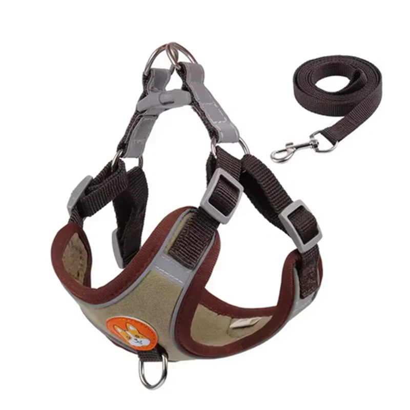 Dogs Adjustable Harness Leash Set for Small Medium Dogs Harness Vest Reflective Puppy Chest Strap Pet Walking Outdoor Supplies