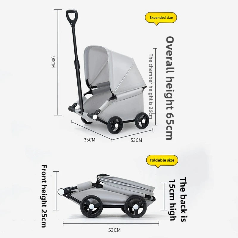 Pet Stroller Folding 360 ° Rotating Telescopic Rod Cat Bags Dog Travel Supplies Outdoor Portable Multifunctional Shopping Cart