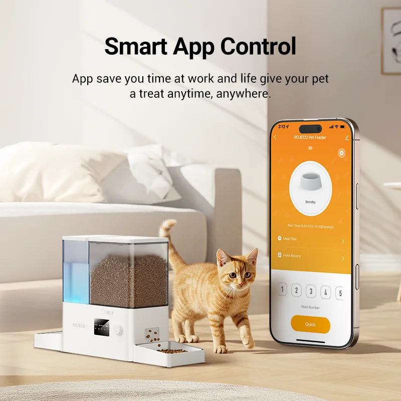 8.5L Automatic Pet Feeder with Gravity Water Fountain 2In1 WIFI Remote Control Cat Kibble Dispenser Water Refill Drinker
