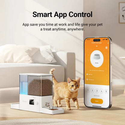 8.5L Automatic Pet Feeder with Gravity Water Fountain 2In1 WIFI Remote Control Cat Kibble Dispenser Water Refill Drinker