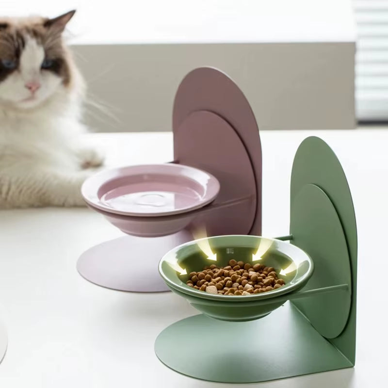 Detachable Pet Cat and Dog Bowl Protects Cervical Vertebrae against Upset Height Adjustable Pet Ceramic Bowl