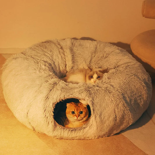 Plush Tunnel Bed for Cats