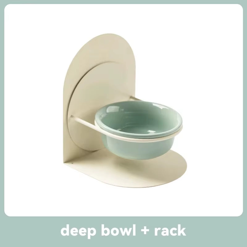 Detachable Pet Cat and Dog Bowl Protects Cervical Vertebrae against Upset Height Adjustable Pet Ceramic Bowl